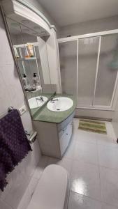 bagno con lavandino, doccia e servizi igienici di Piso céntrico en Pontevedra a Pontevedra