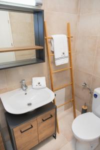 uma casa de banho com um lavatório e um WC em BG LUXIMMO APARTMENTS em Cluj-Napoca