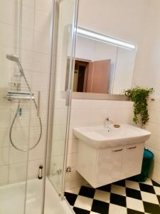 Koupelna v ubytování Hofgut Wollin GmbH
