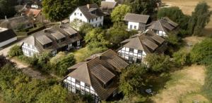 an aerial view of a house with many windows at 3-Raum Apartment bis 6 Pers 42 in Rankwitz