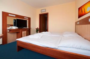 Postel nebo postele na pokoji v ubytování Hotel Lázně Kostelec