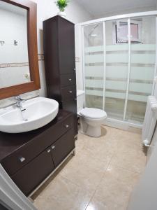 La salle de bains est pourvue d'un lavabo et de toilettes. dans l'établissement Bonito piso Villafria, à Oviedo