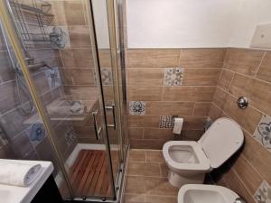 uma casa de banho com um WC e um chuveiro em Monolocale - Piano terra - Ingresso indipendente em Pádua