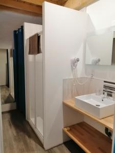 a bathroom with a sink and a mirror at Les Gîtes de Genas in Bourg-lès-Valence +69 photos