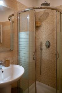 a bathroom with a shower and a sink at Adventor Eco-Suites in Rome