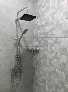 a shower with a shower head in a bathroom at Tbilisi App 2 in Tbilisi City