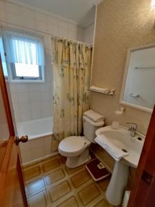 a bathroom with a toilet and a sink at Se arrienda cómoda casa por día in Punta Arenas