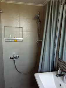 La salle de bains est pourvue d'une douche et d'un lavabo. dans l'établissement Loft, à Kourouta