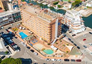an overhead view of a building with a pool at Prestige Sant Marc in Roses