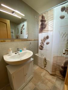 a bathroom with a sink and a shower at D01 CABIROL DURRO by IMMOVALL in Durro