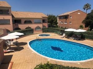 duży basen przed budynkiem w obiekcie La Corse tranquille 300m de la plage et piscine w mieście Linguizzetta
