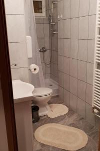 y baño con aseo, lavabo y ducha. en Apartments with a parking space Osijek, Slavonija - 16319, en Osijek