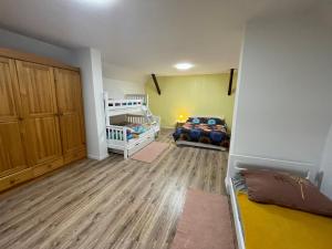 a room with two bunk beds and a room with two beds at Mr. Bens cottage in Škofja Loka