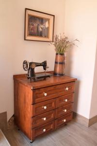 a sewing machine sitting on top of a dresser at Comfortable Apartment & Studio in Village Centre in Komen