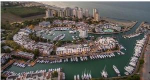 an aerial view of a marina with boats in it at SUL MARE... in Misano Adriatico