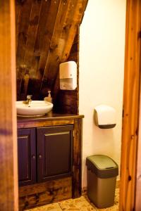 a bathroom with a sink and a toilet and a sink at Kivimaa Puhkemaja in Tiidu