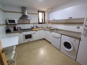 a kitchen with a washing machine and a washer at LUCIA S HOUSE in Mairena del Aljarafe