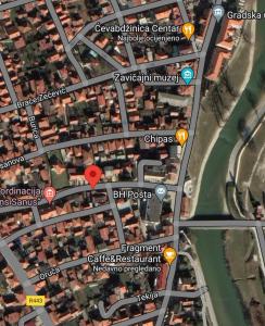 a map of a city with orange dots at Apartments "FERMAN" Visoko in Visoko
