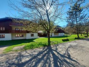 a tree casts a shadow in front of a building at Appartement Samoëns, 2 pièces, 6 personnes - FR-1-624-117 in Samoëns