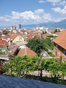 uitzicht op de stad vanaf het dak van een gebouw bij Lake Ohrid Guesthouse "Villa Valentina" in Pogradec