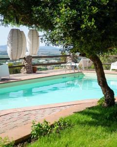 una piscina con un árbol en el primer plano en bnbthekey 1,2,3, en Olmedo