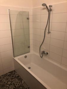 a bathroom with a shower and a bath tub at KOSI Thermen-Vulkanland Appartement in Fürstenfeld