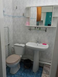 uma casa de banho com um WC e um lavatório em Le Tuléar - Résidence Gandhi em Saint-Pierre