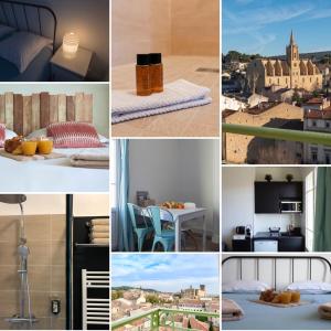 een collage van foto's met uitzicht op de stad bij Le Panoramique Salonais in Salon-de-Provence