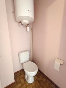 mała łazienka z toaletą i rolką papieru toaletowego w obiekcie Appartement pour 4 personnes à 50m de la plage Narbonne Plage 4LP2A8 w mieście Narbonne-Plage