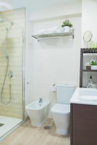 ein Bad mit einem WC, einer Dusche und einem Waschbecken in der Unterkunft Precioso Apartamento 2 hab. en Malaga Centro in Málaga