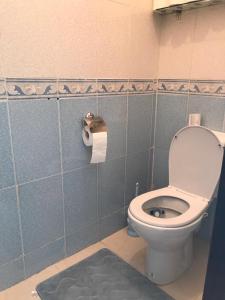 a bathroom with a toilet and a roll of toilet paper at bel appartement dans une residence calme in Martil