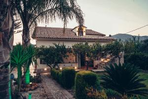 a house with a palm tree in front of it at Casa Nunna in Palma di Montechiaro