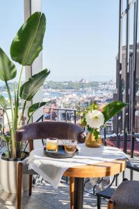 un tavolo con due drink su un balcone con piante di GentleTom a Istanbul