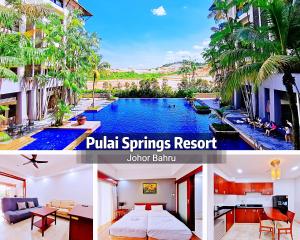a collage of photos of a villa with a swimming pool at 【Amazing】Pool View 2BR Suite @ Pulai Springs Resort in Skudai