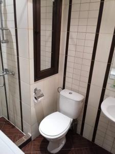 a bathroom with a toilet and a sink at Sozopol studio deluxe Green life resort in Sozopol