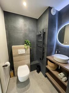 a bathroom with a toilet and a sink at Charmant logement aux portes de Paris - STADE DE FRANCE - 12 min à pied in Saint-Denis