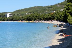 トゥチェピにあるApartments by the sea Tucepi, Makarska - 8742の水中の人々のいる浜