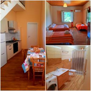 Deux photos d'une cuisine et d'une chambre avec une table dans l'établissement Home Sweet Home Galatro, à Galatro
