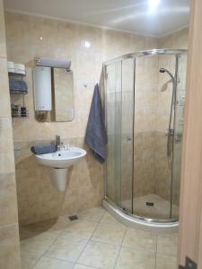 a bathroom with a shower and a sink at Apartment Privat in Sunny Beach in Sunny Beach