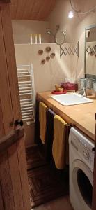 Treize-Vents的住宿－Gîte de la Roche，厨房配有水槽和洗衣机