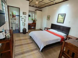 a bedroom with a large bed and a television at Blue Raven Resort in Anda