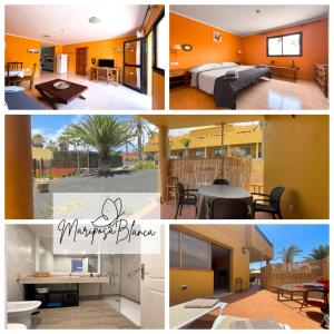 eine Collage aus Bildern eines Hauses in der Unterkunft B-Rent Mariposa Private Garden in Corralejo