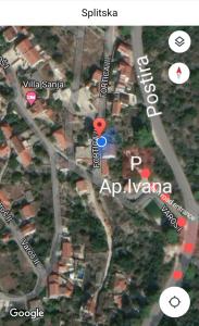 a map of a city with red dots at Apartman Ivana in Splitska