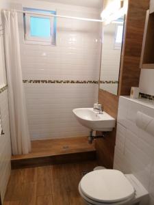 a bathroom with a toilet and a sink at Apartament Alena in Baile Felix