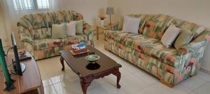 a living room with two couches and a coffee table at Apt. Idilfa in Praia