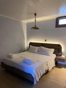 Un pat sau paturi într-o cameră la Περιβόλι του Οδυσσέα