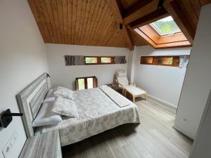 um quarto com uma cama e uma clarabóia em Palacio de Cambre em Soto de Cangas