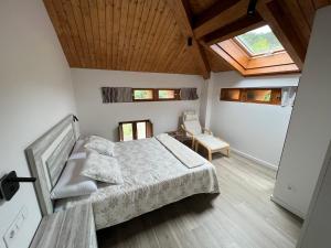 a bedroom with a bed and a skylight at Palacio de Cambre in Soto de Cangas