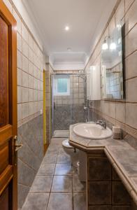 a bathroom with a sink and a toilet and a shower at Maison Mialon: country house amidst of nature in La Esperanza