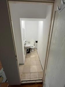 ein Badezimmer mit Toilette und Waschbecken in der Unterkunft Casa Lorena in Sărata-Monteoru + 71 Fotos